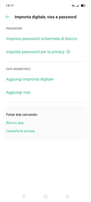 Seleziona Imposta password schermata di blocco