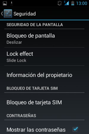 Seleccione Bloqueo de pantalla