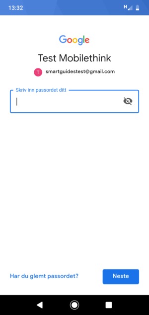 Skriv inn passord og velg Neste