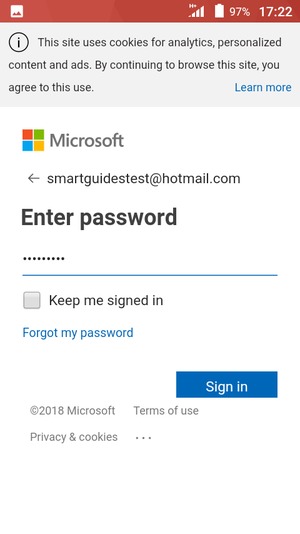 Enter your password and select Sign in