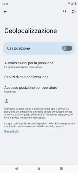 Disattiva Usa posizione