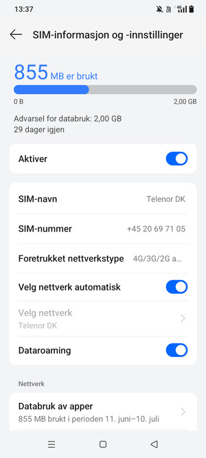 Slå Dataroaming på eller av