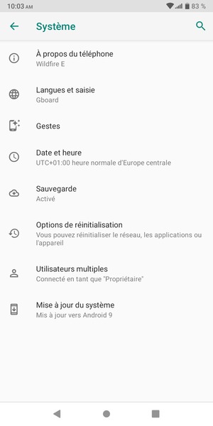 Sélectionnez Mise à jour du système