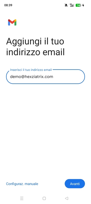 Inserisci il tuo indirizzo email e seleziona Avanti