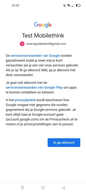Selecteer Ik ga akkoord