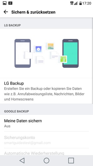 Wählen Sie Meine Daten sichern