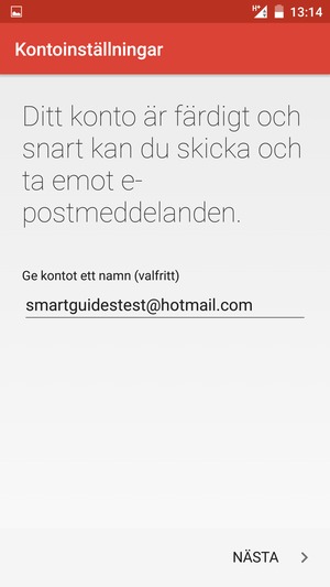 Ge ditt konto ett namn och ange ditt namn. Välj NÄSTA