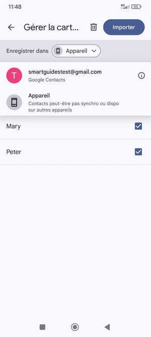 Sélectionnez votre compte Google