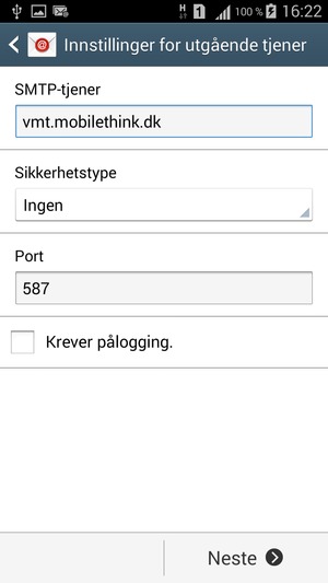 Fjern krysset i avkrysningsboksen Krever pålogging. og velg Neste