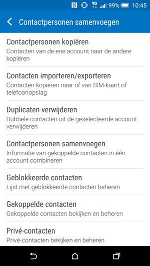 Selecteer Contacten importeren/exporteren 