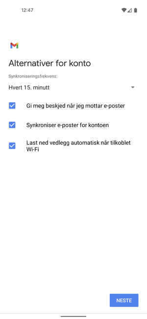 Velg NESTE