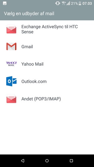 Vælg Gmail