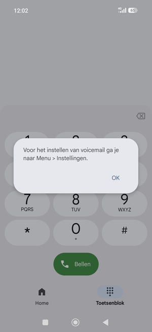 Als uw voicemail niet geïnstalleerd is, selecteert u OK