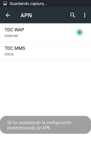 El teléfono se reiniciará con la configuración predeterminada de Internet y MMS