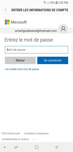 Saisissez votre mot de passe et sélectionnez Se connecter