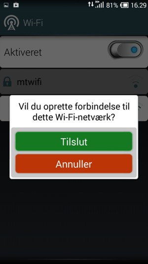 Vælg Tilslut