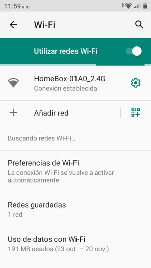 Ahora está conectado a la red Wi-Fi