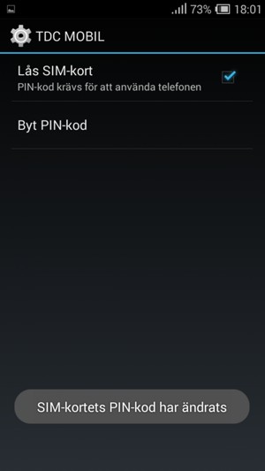Din PIN-kod för SIM-kort har bytts