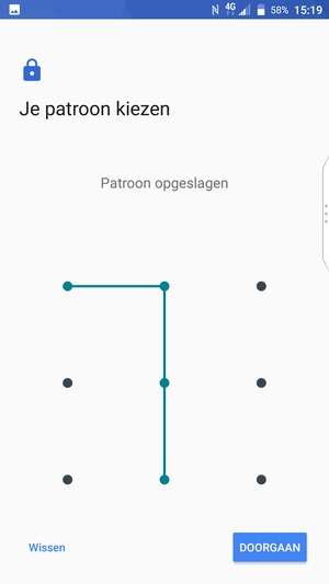 Teken een ontgrendelingspatroon en selecteer DOORGAAN