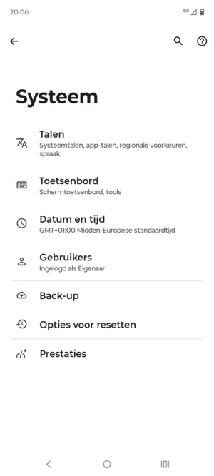 Selecteer Back-up