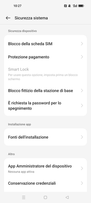 Seleziona  Blocco della scheda SIM