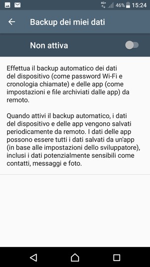 Attiva Backup dei miei dati