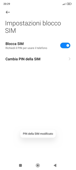 Il tuo  PIN della SIM è stato modificato