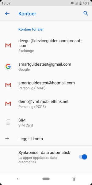 Velg din Google-konto