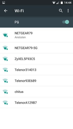 Du är nu ansluten till Wi-Fi nätverket