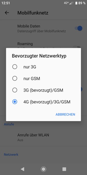 Wählen Sie die gewünschte Option