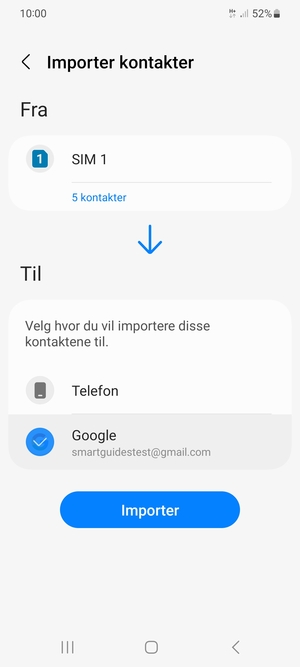 Velg Importer