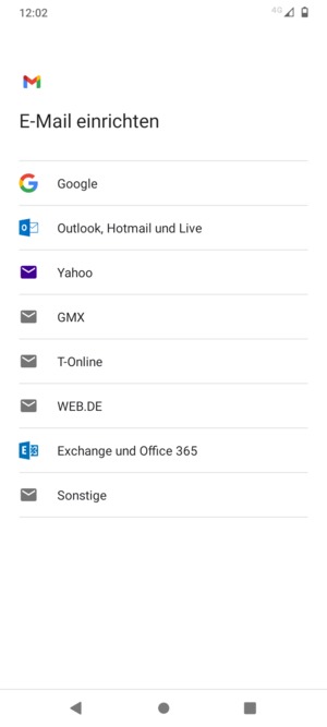 Wählen Sie Google