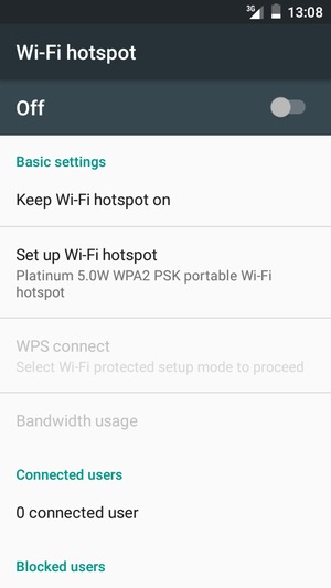 Turn on Wi-Fi hotspot