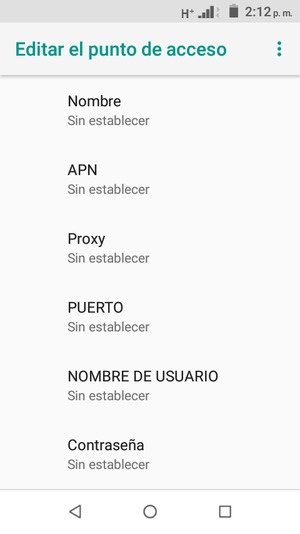 Introduzca la información de MMS