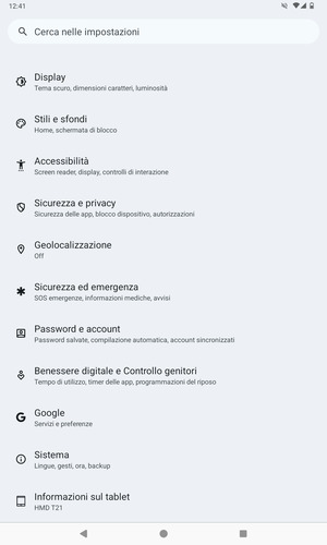 Scorri e seleziona Sicurezza e privacy