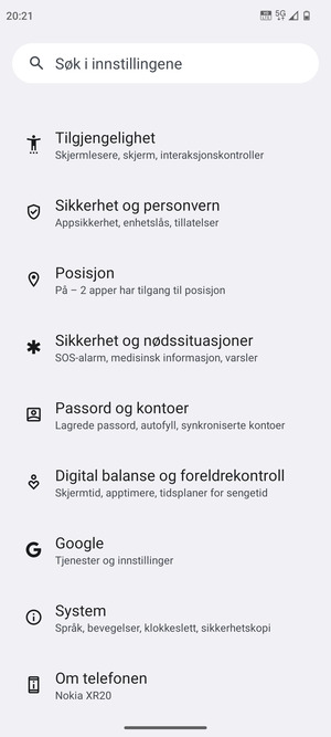 Bla til og velg System
