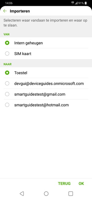 Selecteer SIM kaart