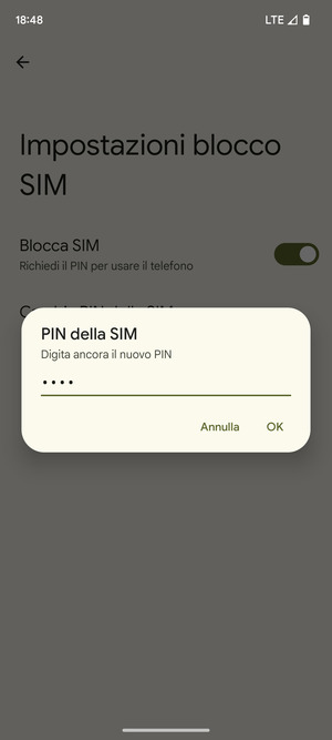 Conferma il nuovo PIN della SIM e seleziona OK
