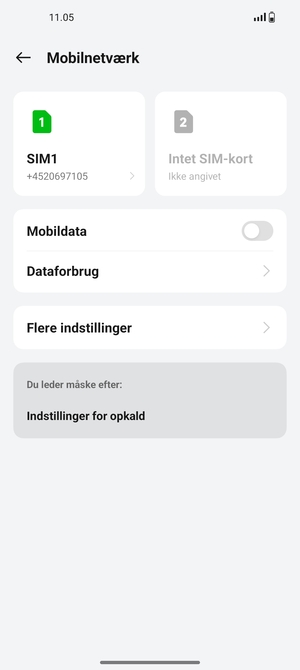 Vælg SIM1 eller SIM2