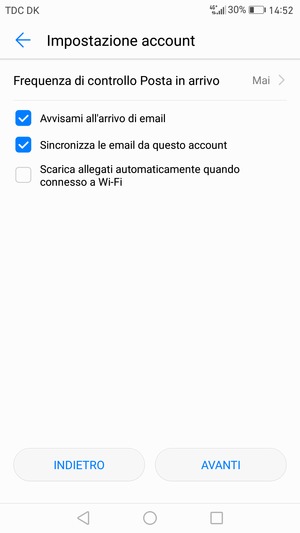 Seleziona AVANTI