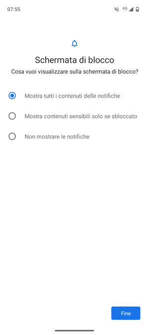 Seleziona la tua opzione preferita e poi Fine