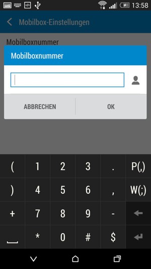 Geben Sie die Mobilboxnummer ein und wählen Sie OK