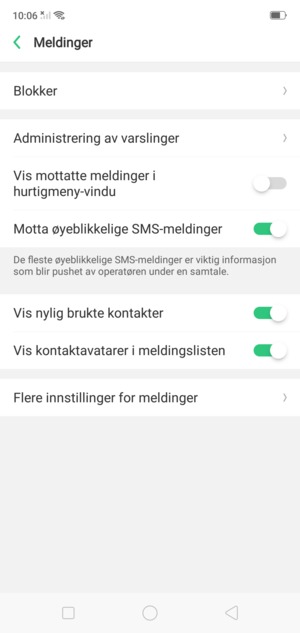 Velg Flere innstillinger for meldinger
