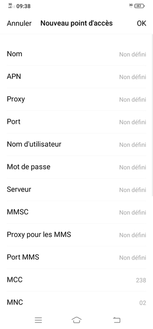 Saisissez les informations MMS
