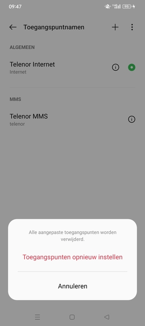 Selecteer Toegangspunten opnieuw instellen