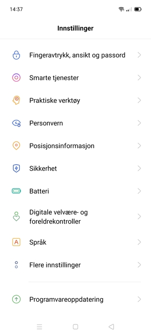 Bla til og velg Sikkerhet