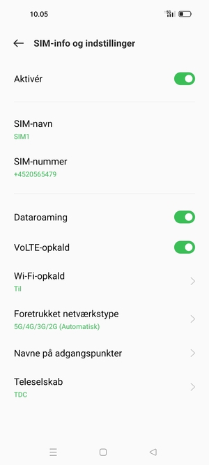 Slå Dataroaming til eller fra