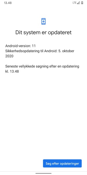 Hvis din telefon er opdateret, vil du se følgende skærmbillede