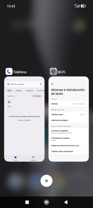 Seleccione el icono Eliminar para cerrar todas las aplicaciones en ejecución