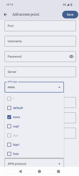 Check the mms checkbox